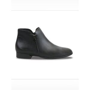 New Munro Black Leather Ankle Boots Side Zip Comfort Booties Women 8N